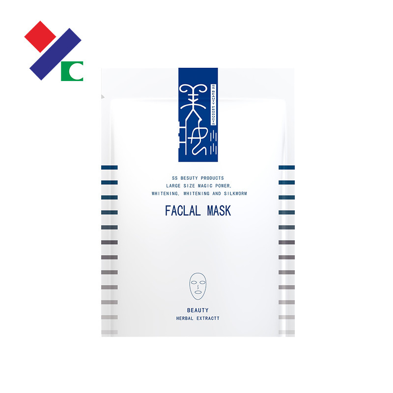 CMYK Three Side Seal Pouch Easy Tear Notch Facial Mask Packaging Bag